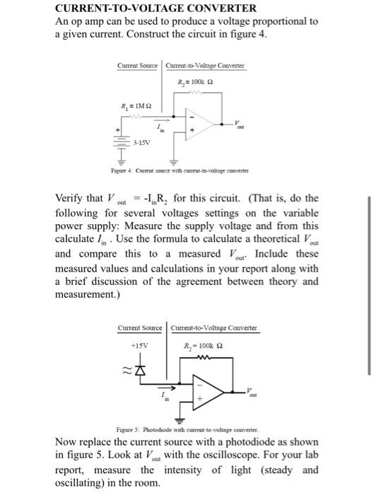 Solved CURRENT-TO-VOLTAGE CONVERTER An op amp can be used to | Chegg.com