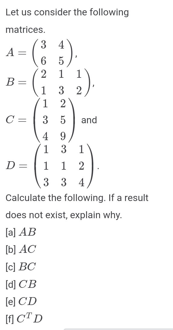 Solved Let us consider the following matrices. | Chegg.com