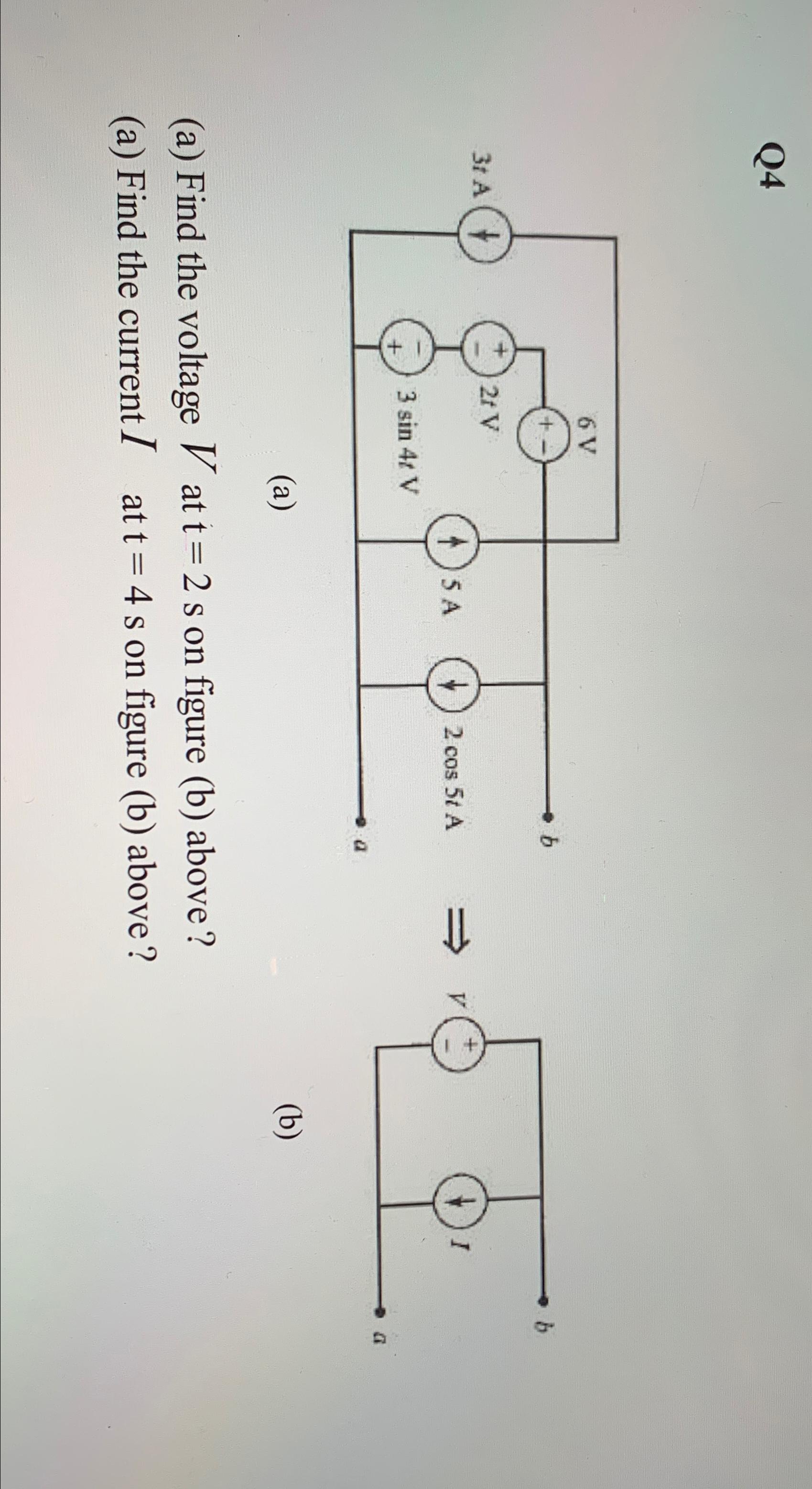 Solved Q4(a)(b)(a) ﻿Find The Voltage V ﻿at T=2s ﻿on Figure | Chegg.com