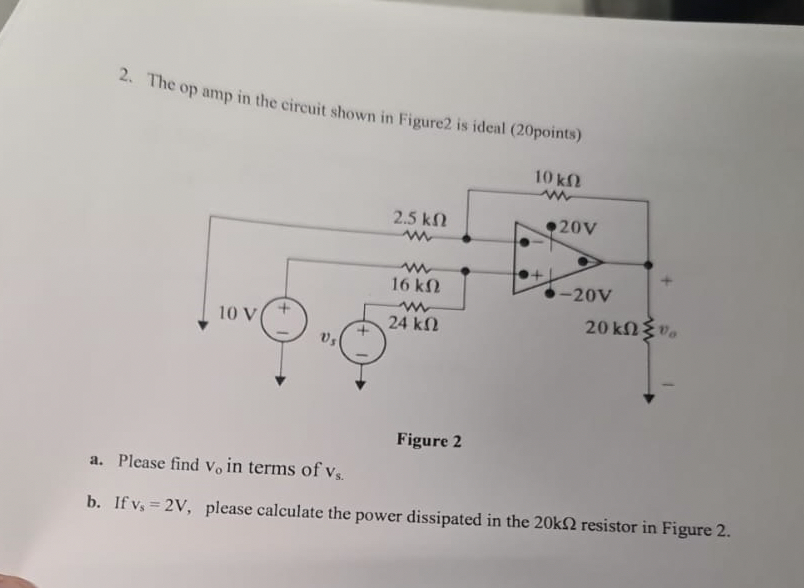 Solved The op amp in the circuit shown in Figure2 ﻿is ideal | Chegg.com