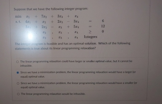 Solved Suppose that we have the following integer | Chegg.com