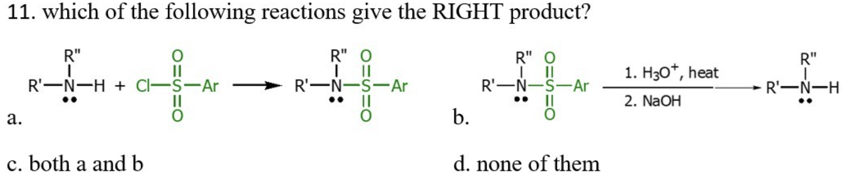 Solved which of the following reactions give the RIGHT | Chegg.com