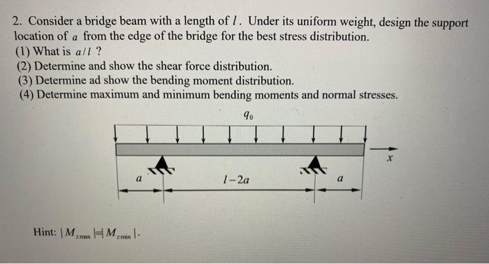 Solved 2. Consider a bridge beam with a length of 1. Under | Chegg.com