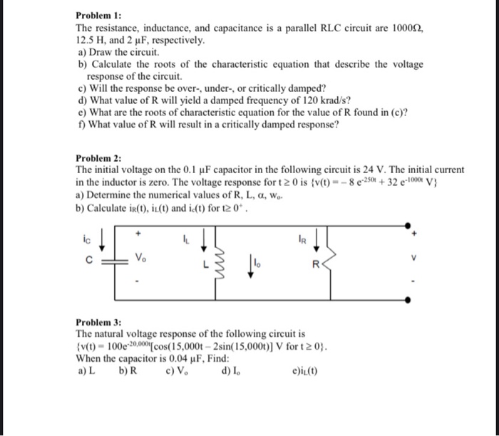 Solved Problem 1: The resistance, inductance, and | Chegg.com