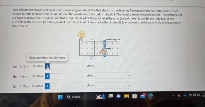 Solved Two Circuits Contain An Emf Produced By A Moving | Chegg.com