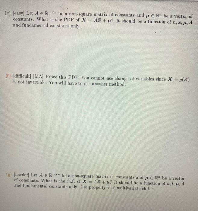 E Jeasy Let A E Rmxn Be A Non Square Matrix Of Chegg Com