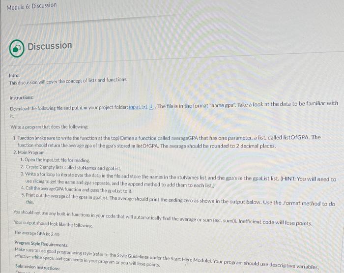 Solved Discussion Intro: This discussion will cover the | Chegg.com