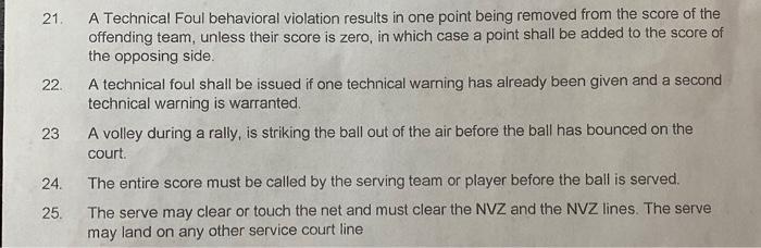 Solved 21. A Technical Foul Behavioral Violation Results In | Chegg.com