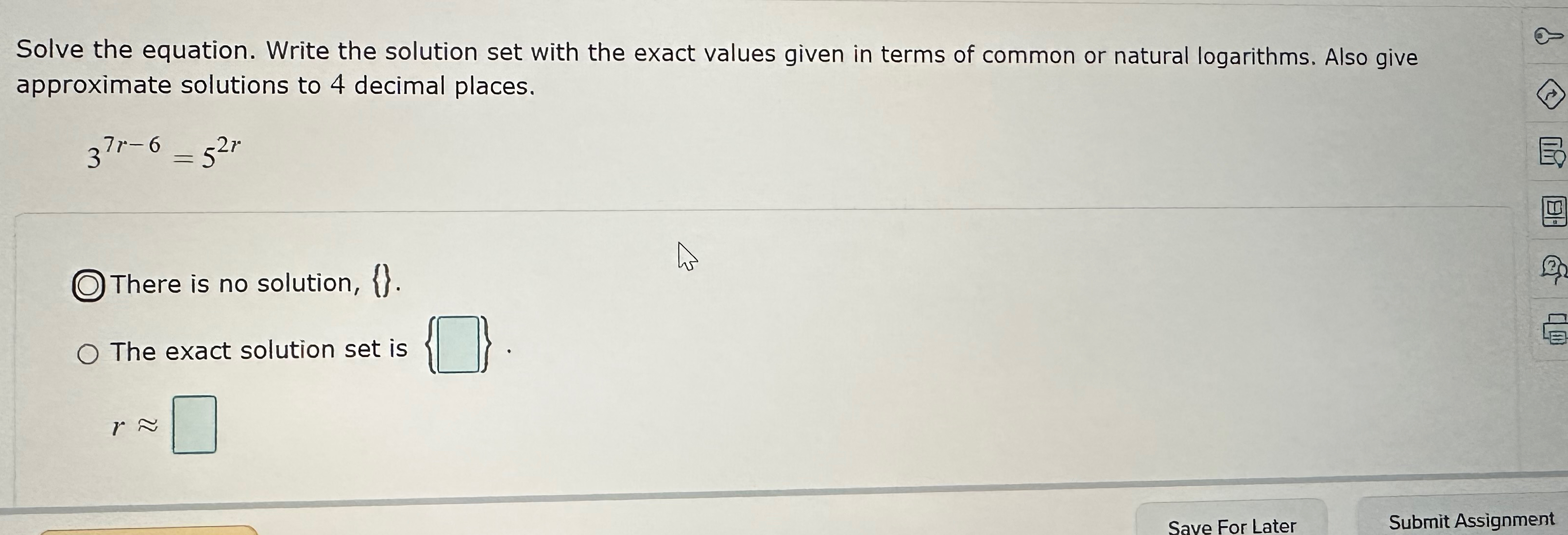 Solved Solve the equation. Write the solution set with the | Chegg.com