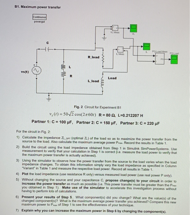 B1 Maximum Power Transfer Continuous Powergul Ha Chegg Com