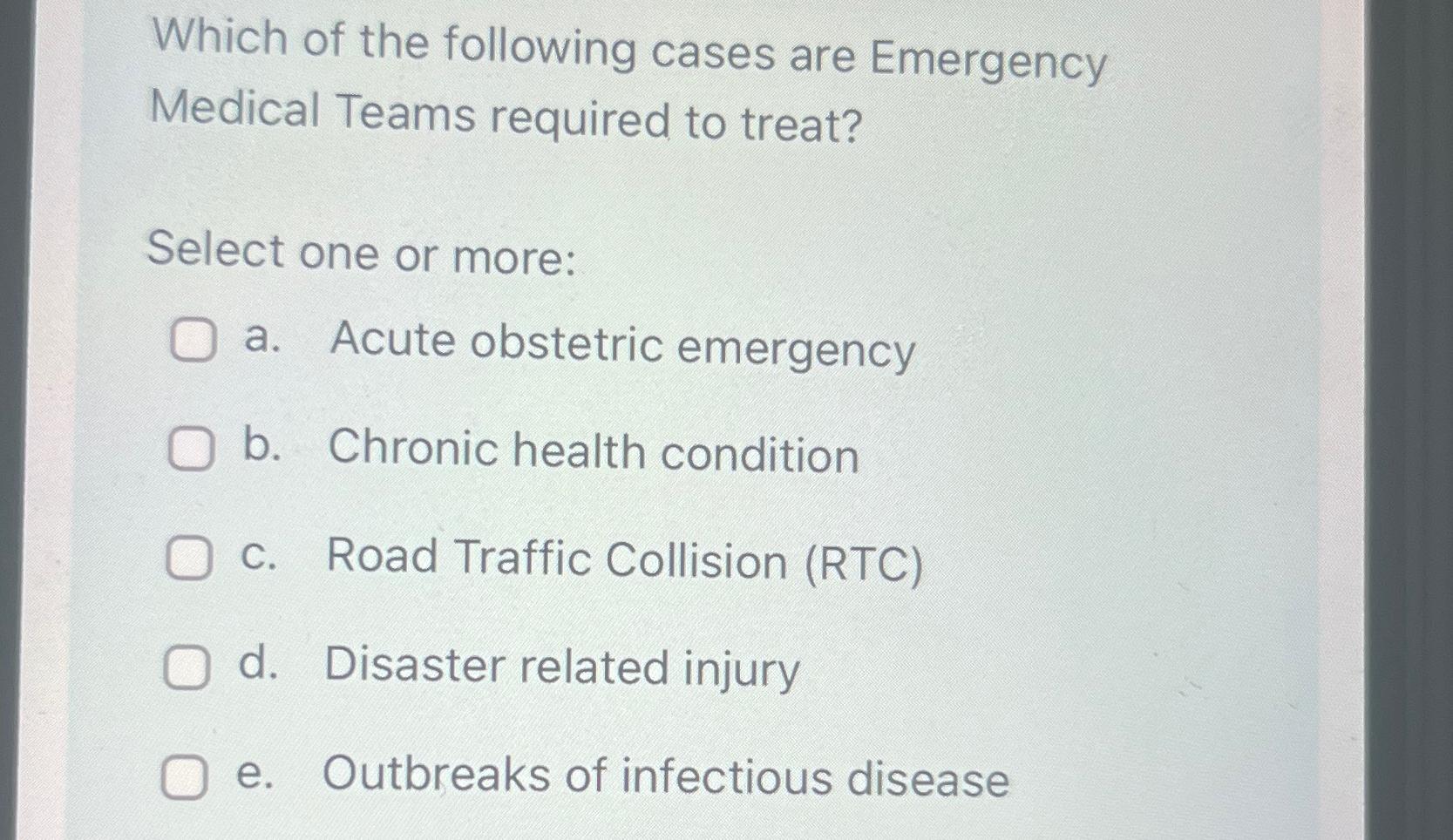 Solved Which Of The Following Cases Are Emergency Medical | Chegg.com