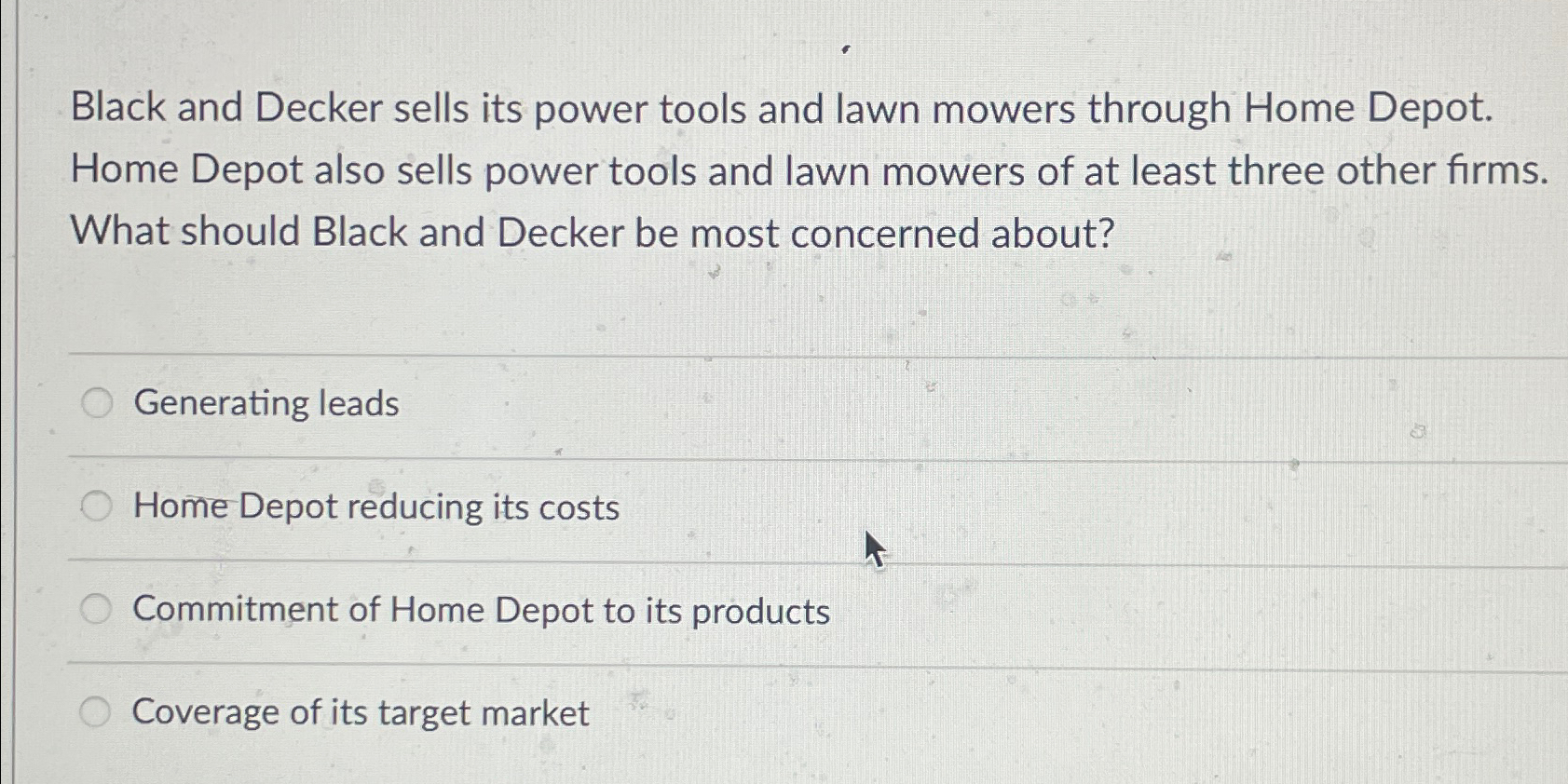 Solved Black and Decker sells its power tools and lawn