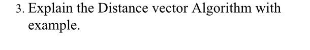 Solved 3. Explain the Distance vector Algorithm with | Chegg.com