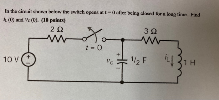 Solved In the circuit shown below the switch opens at t=0 | Chegg.com