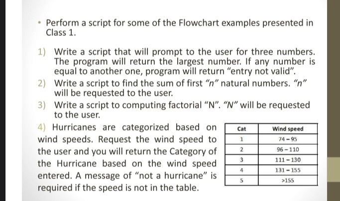 Solved Perform a script for some of the Flowchart examples | Chegg.com