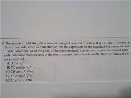 Solved The magnetic field strength of an electromagnet is | Chegg.com