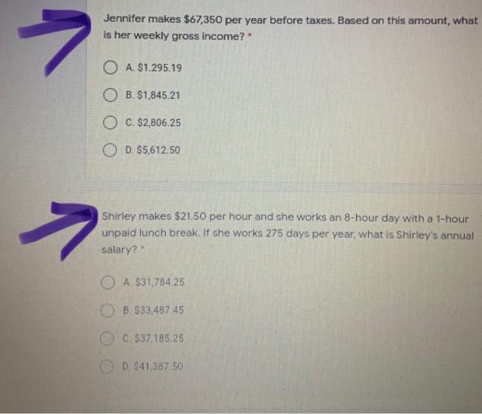 Solved Jennifer makes $67,350 per year before taxes. Based | Chegg.com