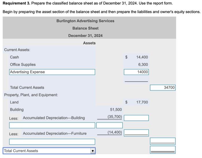 Solved Requirement 3 Prepare The Classified Balance Sheet 5113