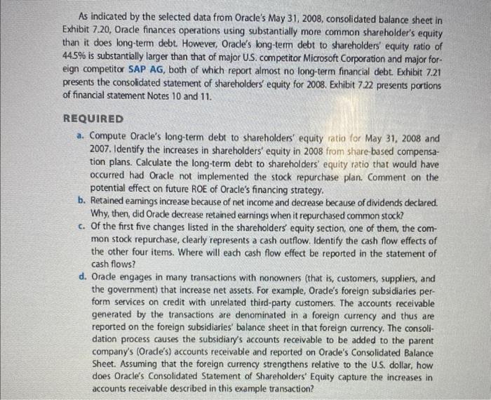 CASE 7.2 Oracle Corporation: Share-Based Compensation | Chegg.com