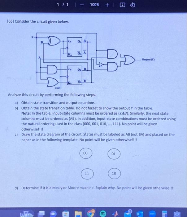 Solved [65] Consider The Circuit Given Below Analyze This