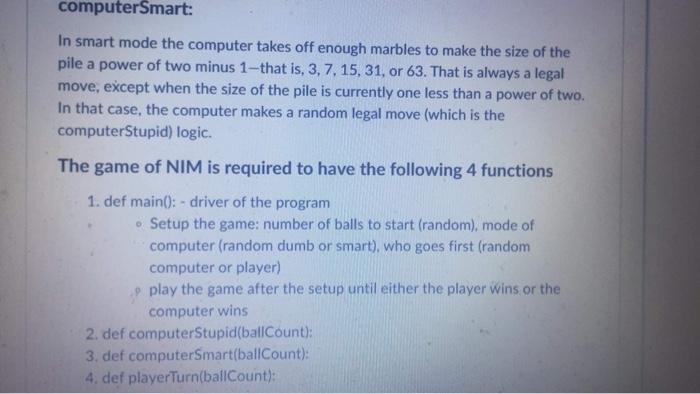 The game of NIM is required to have the following 4 | Chegg.com