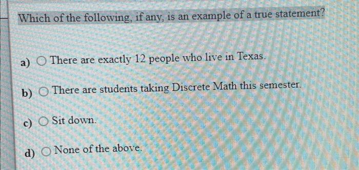 Solved Which Of The Following, If Any, Is An Example Of A | Chegg.com