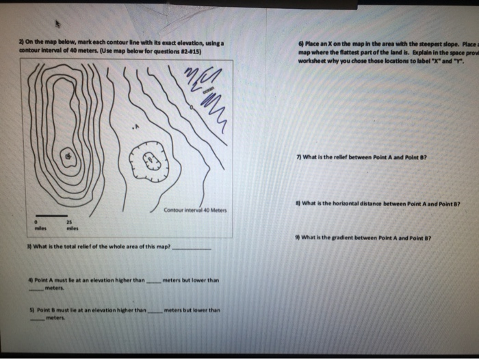 Solved 2) On the map below, mark each contour line with its | Chegg.com