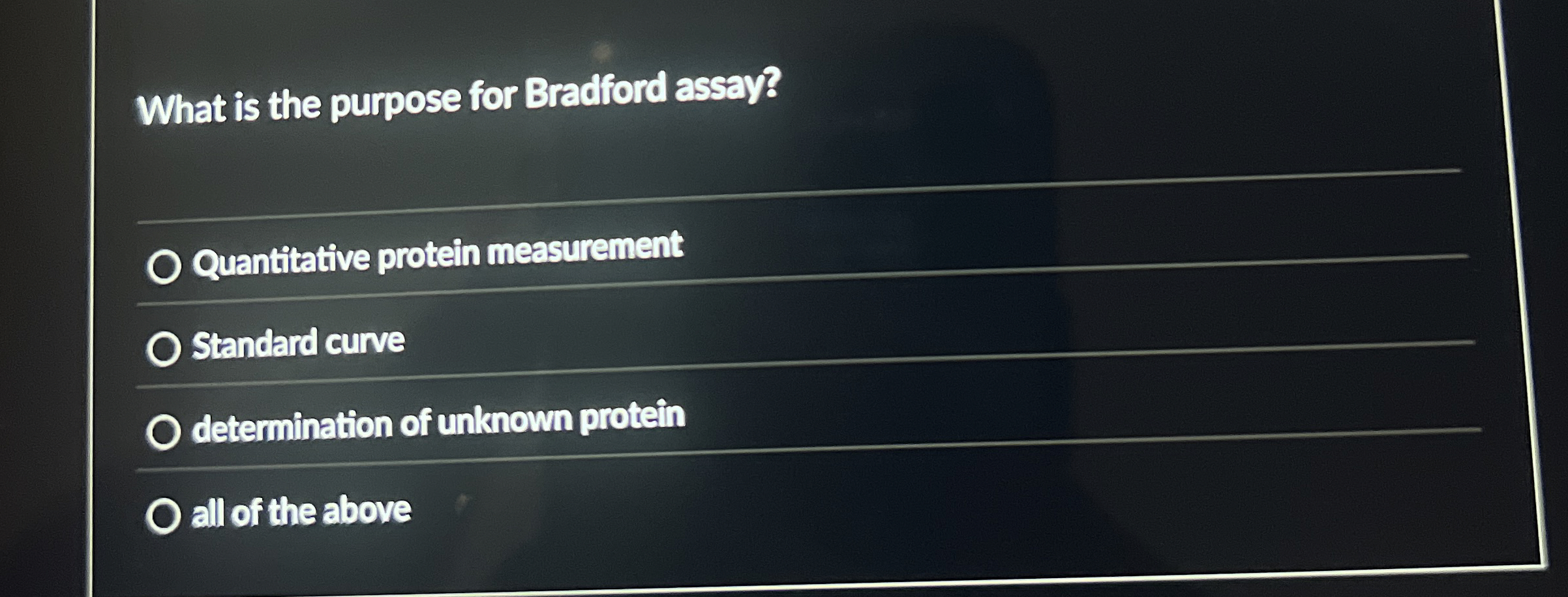 Solved What is the purpose for Bradford assay?Quantitative