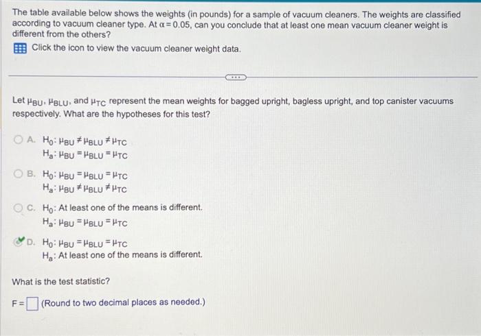 Solved The table available below shows the weights (in | Chegg.com