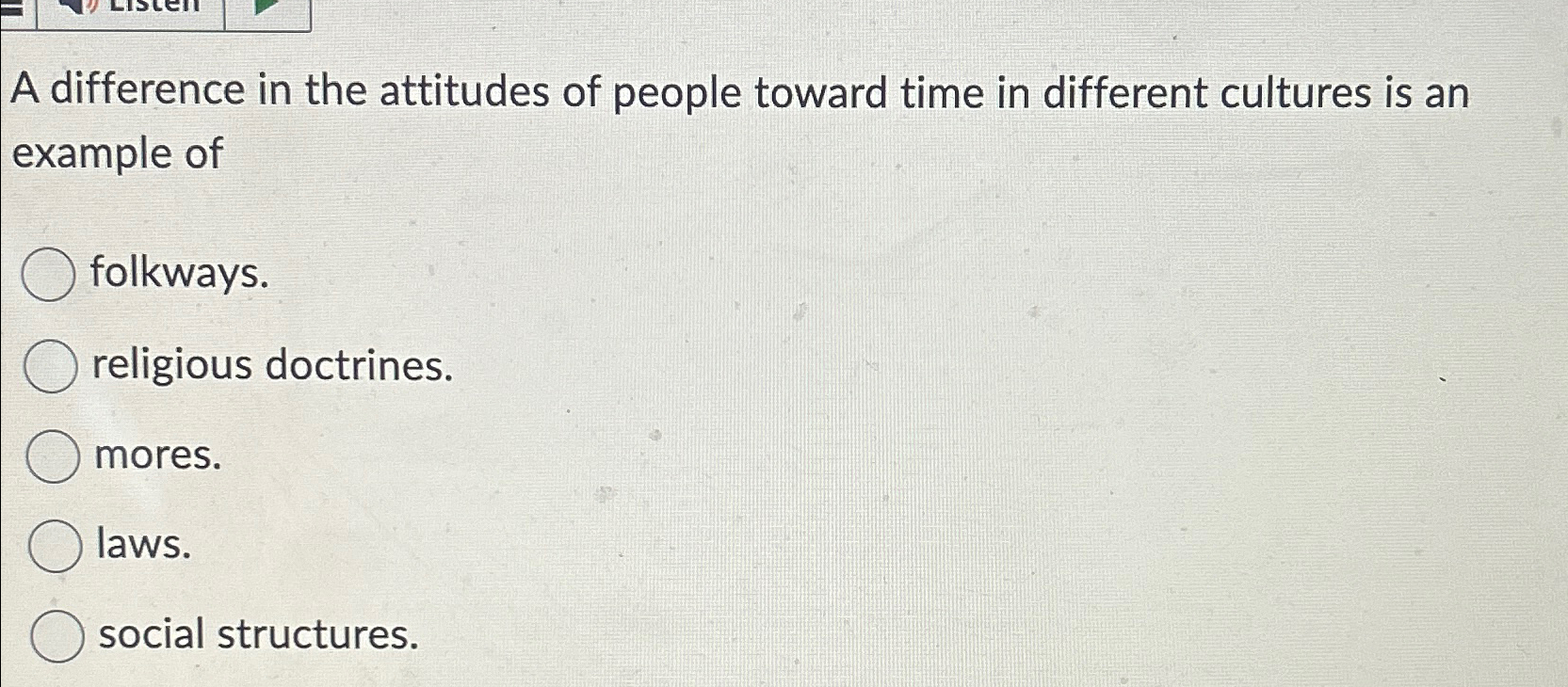 Solved A difference in the attitudes of people toward time | Chegg.com