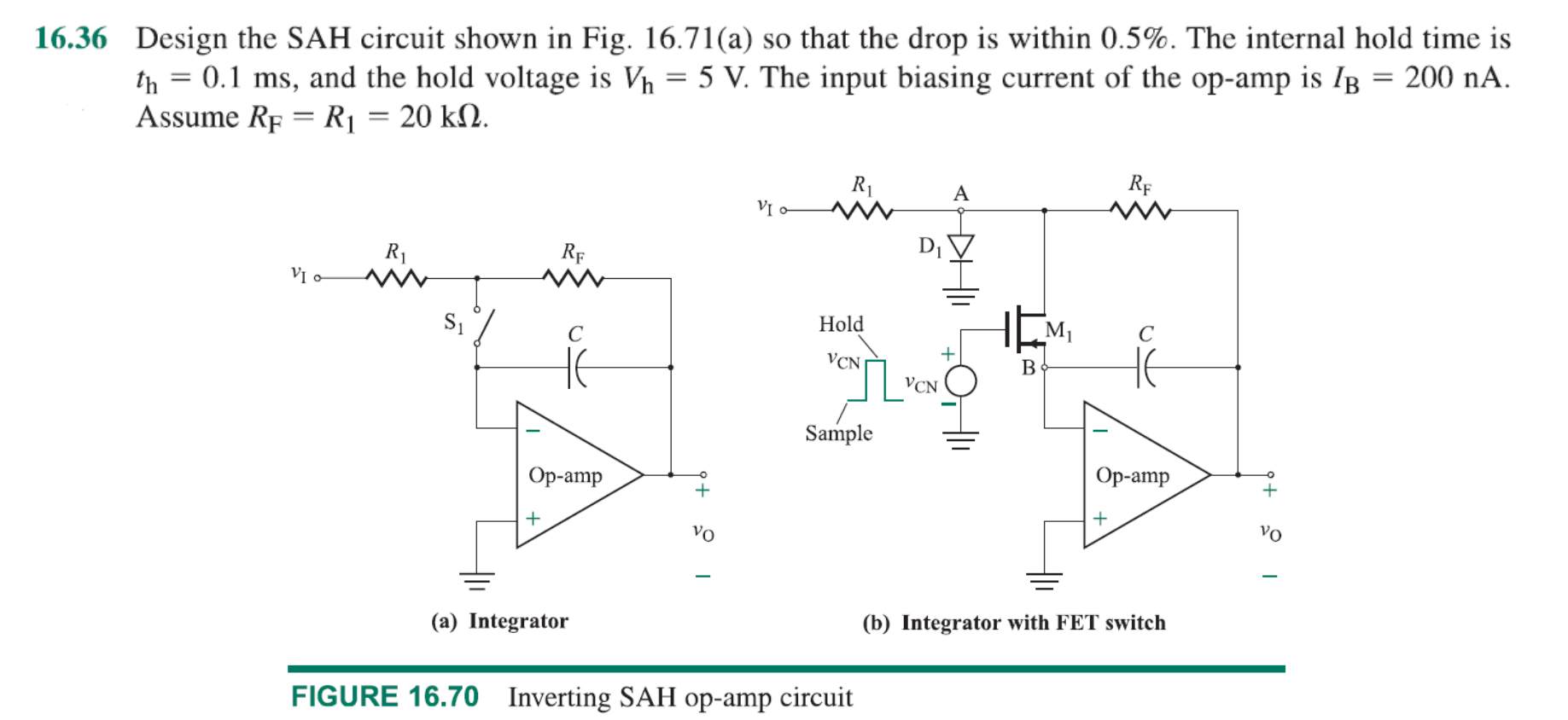 Solved 16.36 ﻿Design the SAH circuit shown in Fig. 16.71(a) | Chegg.com
