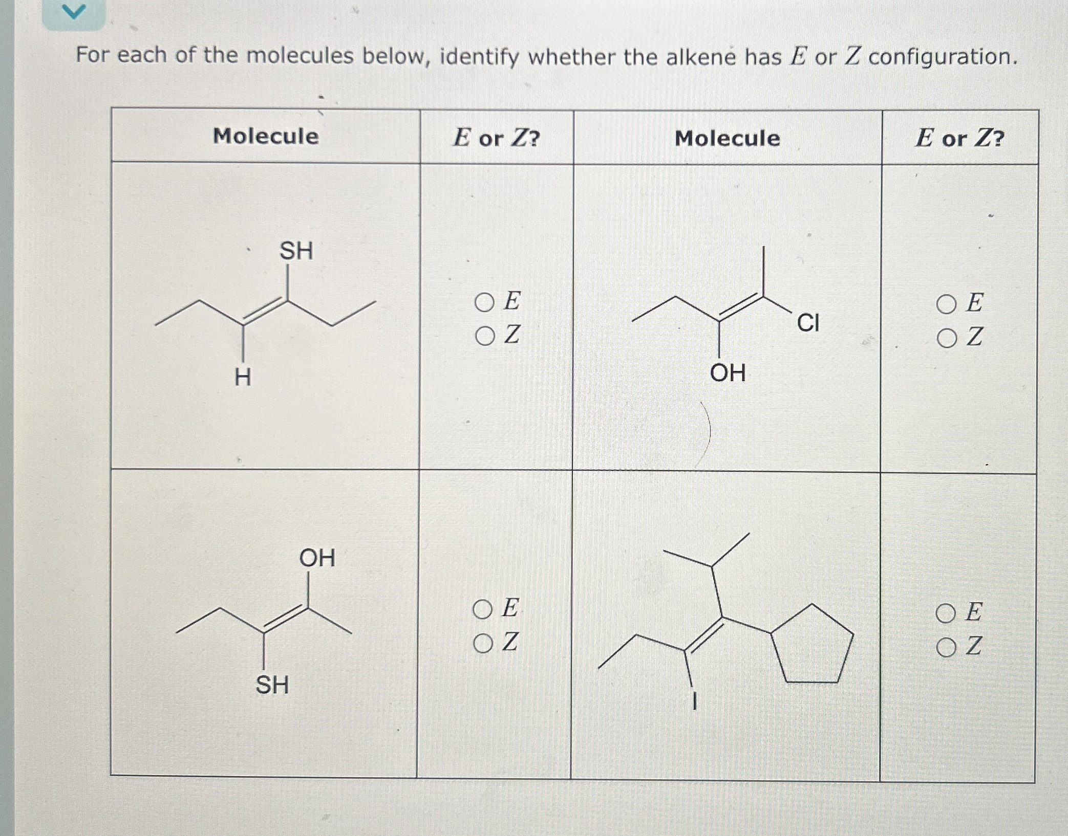 Solved For each of the molecules below, identify whether the | Chegg.com