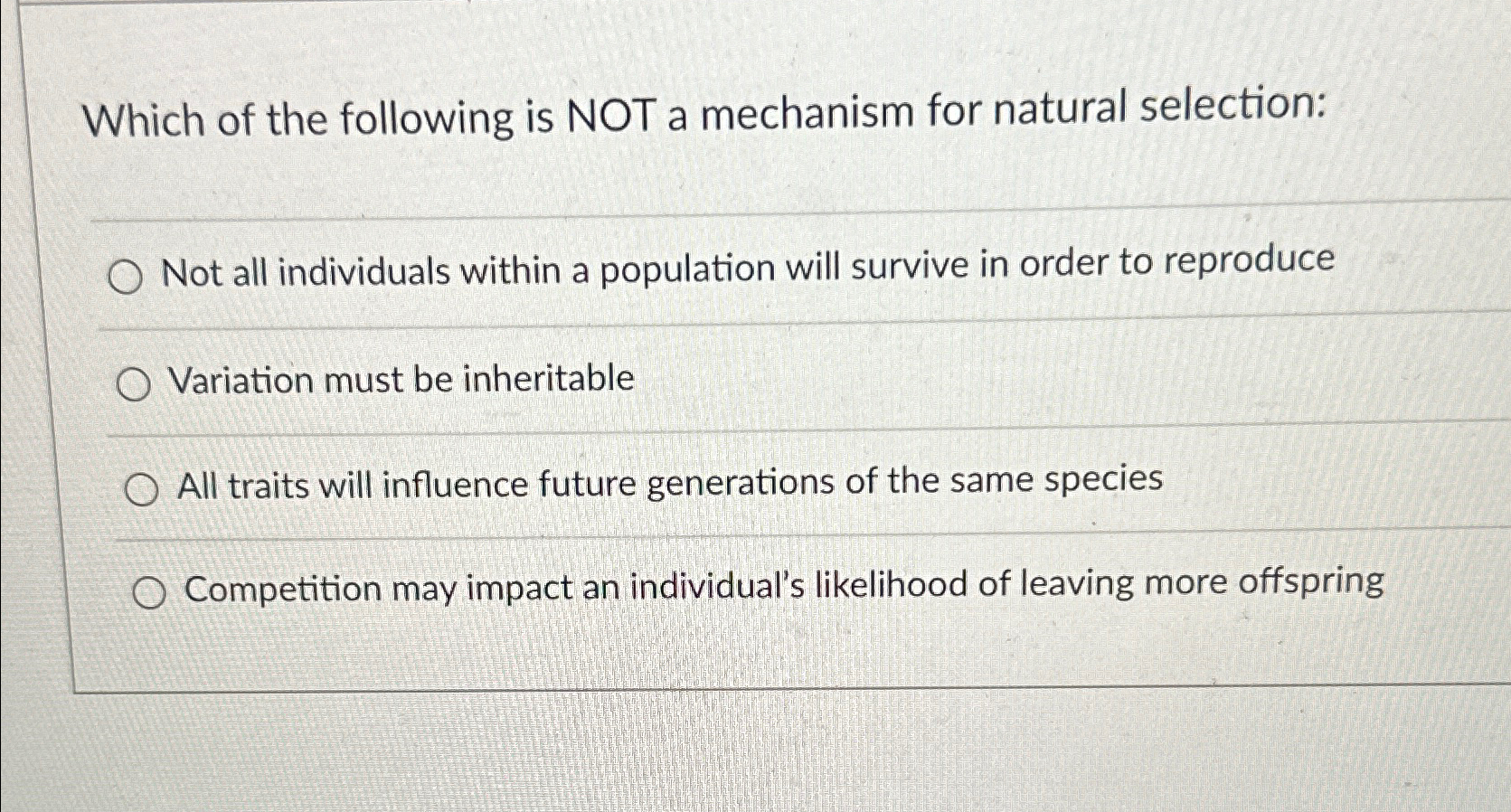 Solved Which of the following is NOT a mechanism for natural | Chegg.com