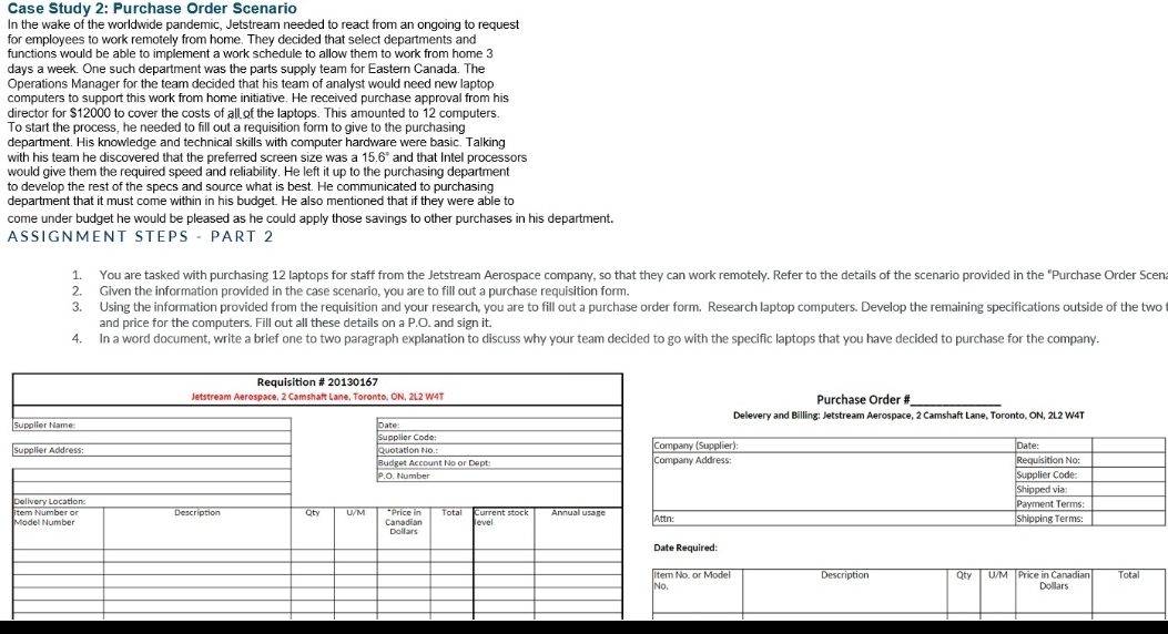 Solved Case Study 2: Purchase Order ScenarioIn the wake of | Chegg.com