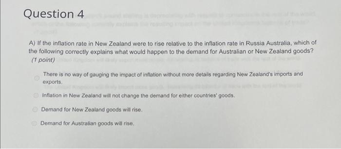 Solved A If the inflation rate in New Zealand were to rise Chegg com