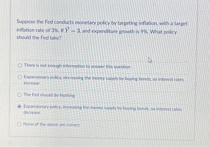 Solved Suppose The Fed Conducts Monetary Policy By Targeting | Chegg.com