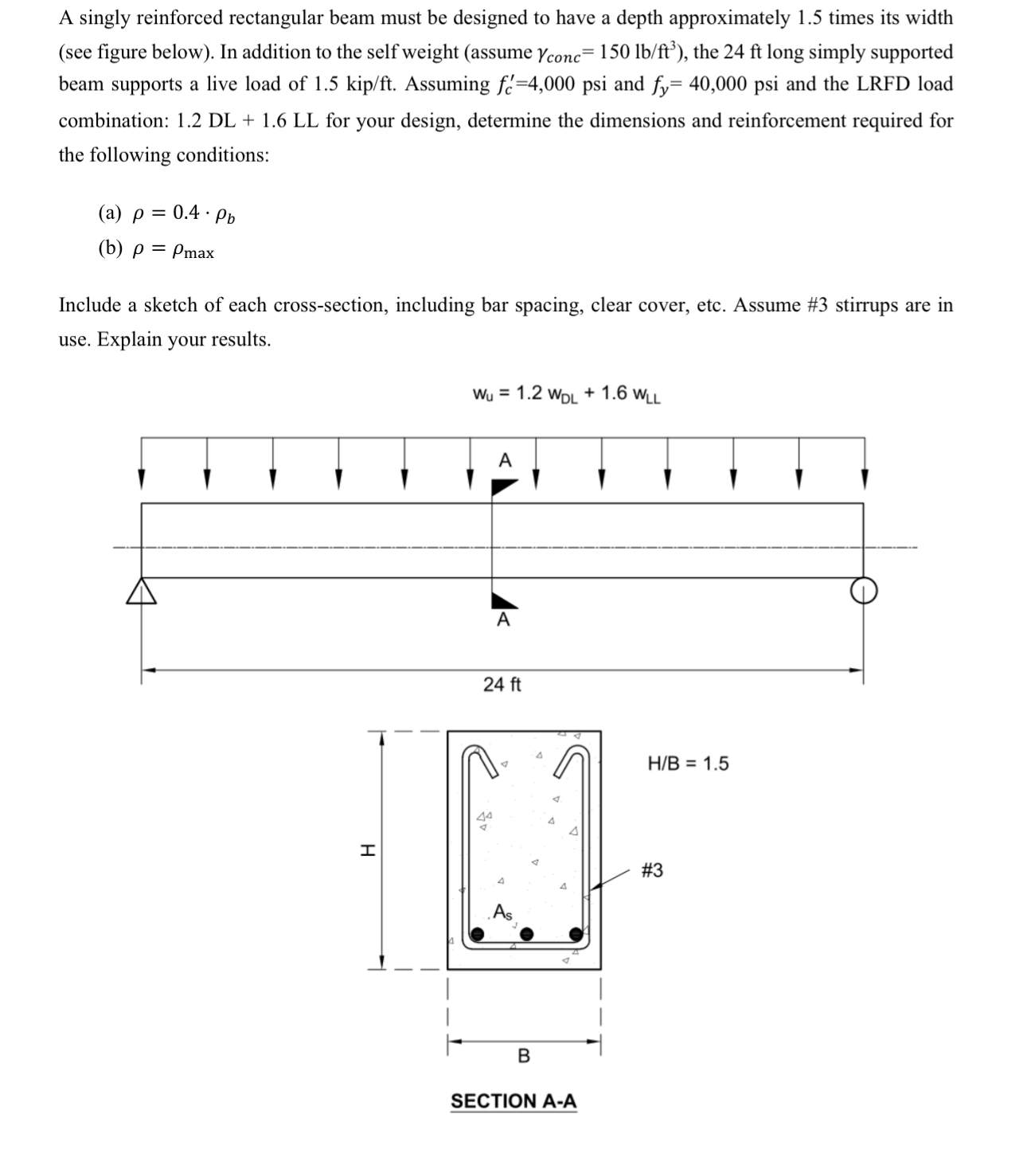 A singly reinforced rectangular beam must be designed | Chegg.com