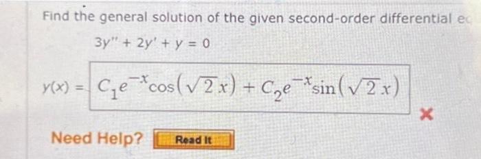 Solved Find The General Solution Of The Given Second-order | Chegg.com