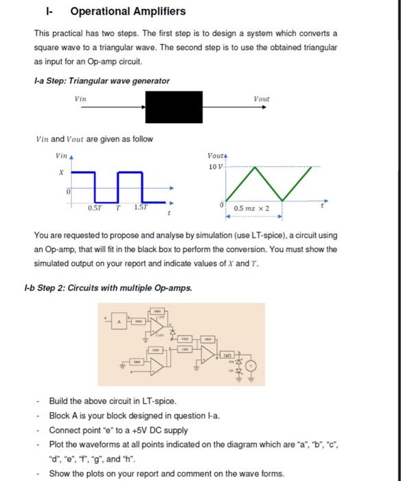 Solved 1- Operational Amplifiers This Practical Has Two | Chegg.com