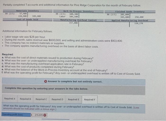 Solved Partially completed Taccounts and additionat | Chegg.com