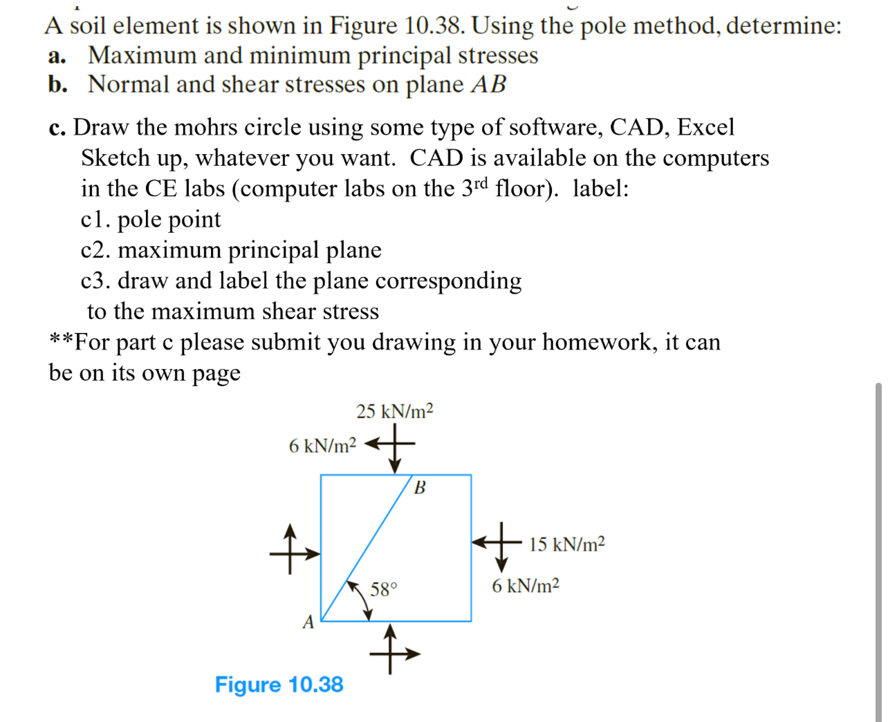 Solved A soil element is shown in Figure 10.38. ﻿Using the | Chegg.com