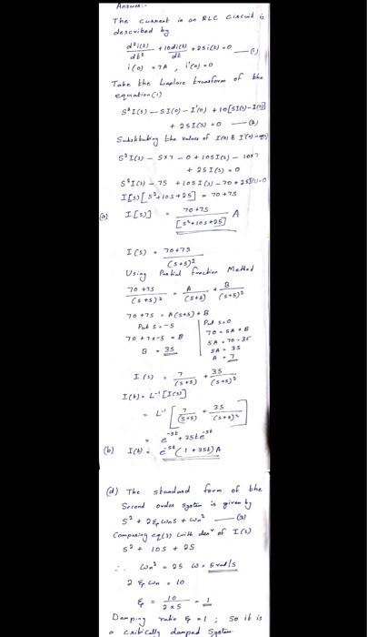 Solved An The CNRLC CIAWI descwibed to + lodic JE i(d) - TA | Chegg.com
