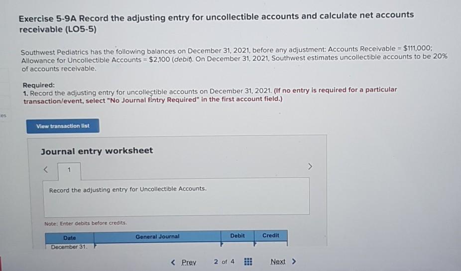 Solved Exercise 5 9a Record The Adjusting Entry For Uncol Chegg Com