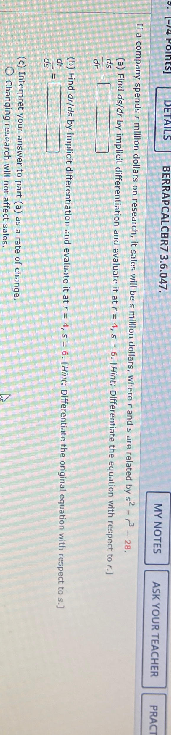 Solved BERRAPCALCBR7 3.6.047.If a company spends r ﻿million | Chegg.com