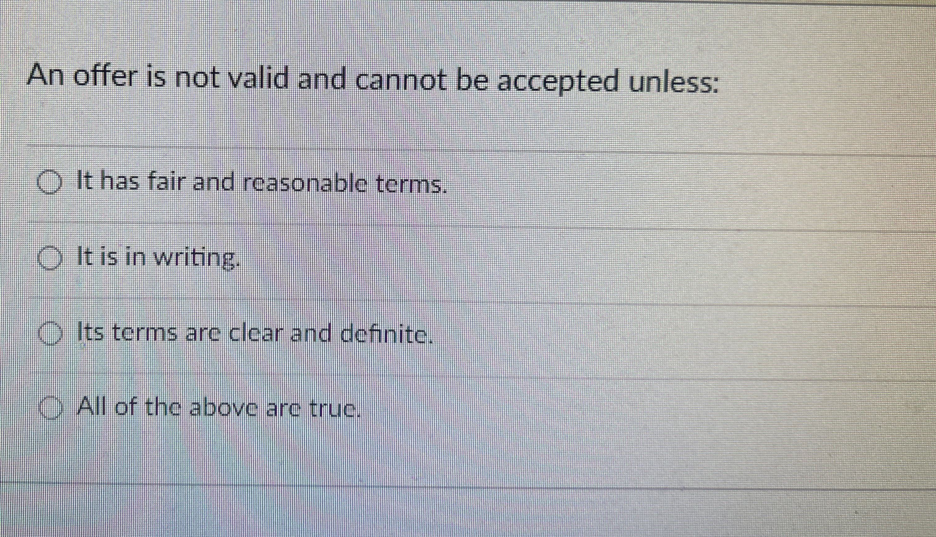Solved An offer is not valid and cannot be accepted | Chegg.com
