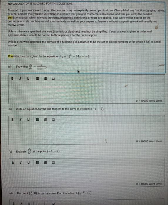 Solved NO CALCULATOR IS ALLOWED FOR THIS QUESTION Show all | Chegg.com