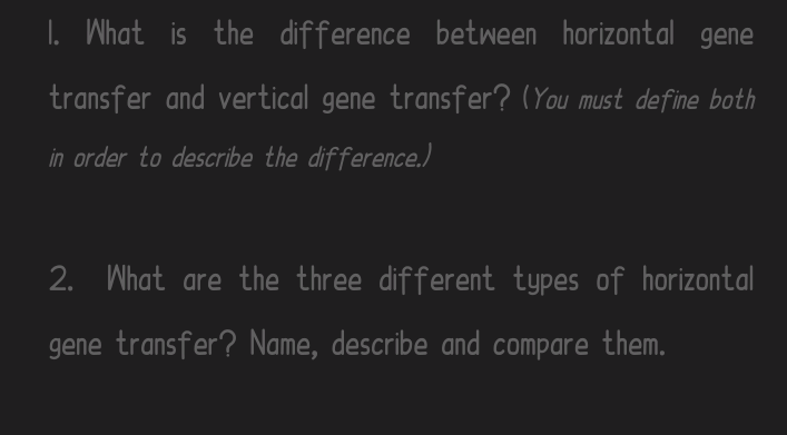 Solved I. What is the difference between horizontal gene | Chegg.com
