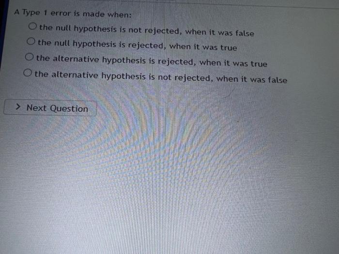 type 1 and 2 errors for null hypothesis