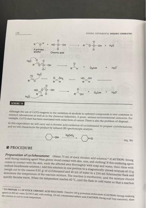 Solved EXPERIMENT 21 CHROMIC ACID OXIDATION OF CYCLOHEXANOL | Chegg.com