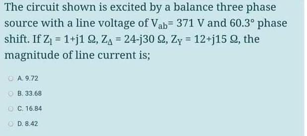 The circuit shown is excited by a balance three phase | Chegg.com